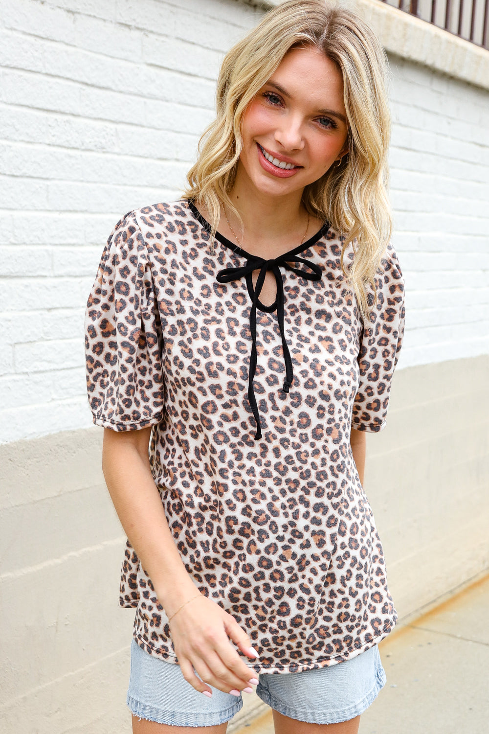 Sexy Animal Print Collared Back-tie Wrap Top