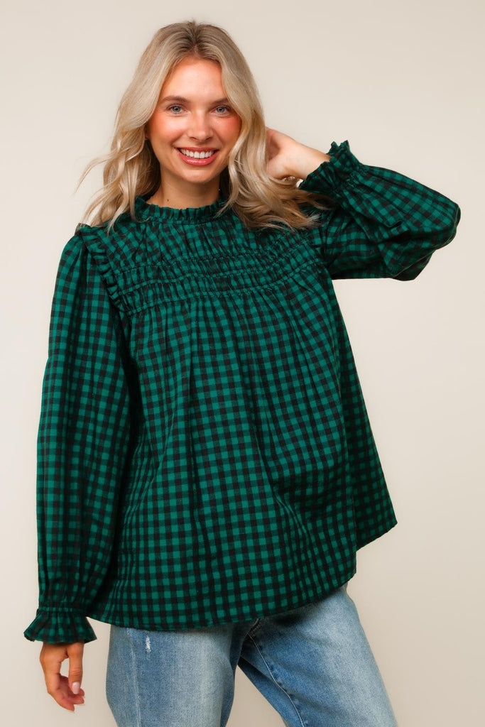 Wildwood Check Green Smock