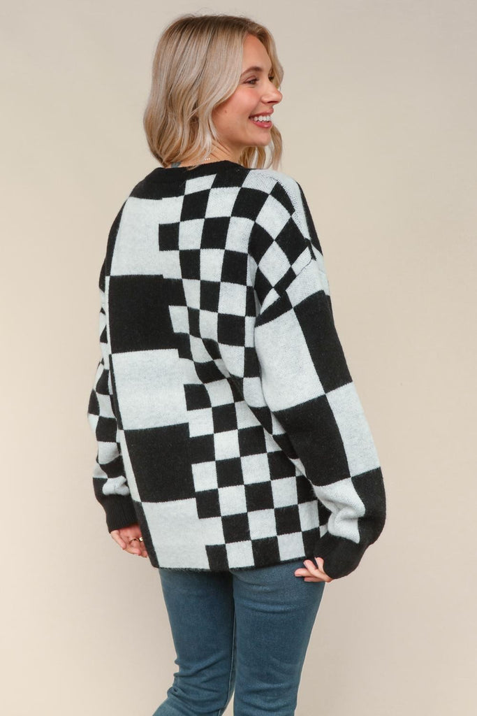 Pixel Perfect Black and White Pullover
