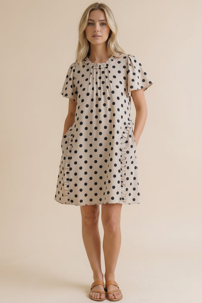 Spotted Something Sweet: Polka Dot Ruffle Mini Dress