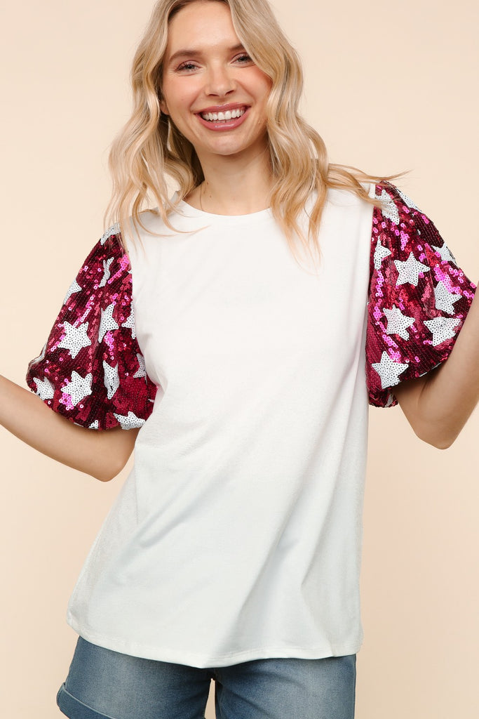 Star Power Sequin Sleeve Top
